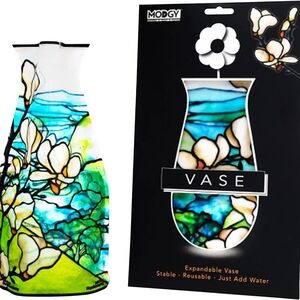 Expandable Vase - Blue and Green Floral Design